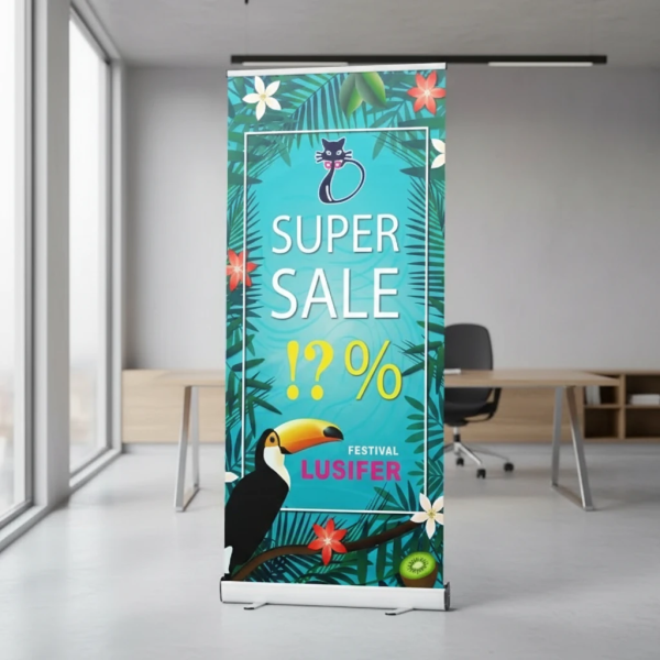 چاپ استند رول آپ نمایشگاهی برای دفتر اداری